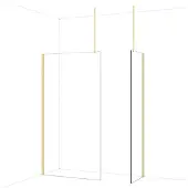 Maxaro Diamond Inloopdouche | 110x60 cm Glanzend lichtgoud Helder glas 2 vaste wanden