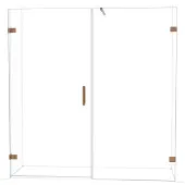 Maxaro Diamond Douchedeur | 195 cm Glanzend koper Helder glas Draaideur