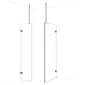 Maxaro Diamond Inloopdouche | 100x50 cm Glanzend koper Helder glas 2 vaste wanden