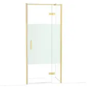 Maxaro Diamond Douchedeur | 90 cm Lichtgoud Helder met matte strook Draaideur
