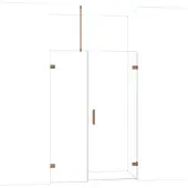 Maxaro Diamond Douchedeur | 135 cm Glanzend koper Helder glas Draaideur