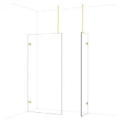 Maxaro Diamond Inloopdouche | 100x50 cm Glanzend lichtgoud Helder glas 2 vaste wanden