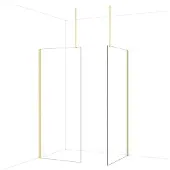 Maxaro Diamond Inloopdouche | 100x90 cm Glanzend lichtgoud Helder glas 2 vaste wanden