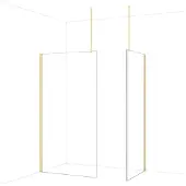 Maxaro Diamond Inloopdouche | 110x90 cm Glanzend lichtgoud Helder glas 2 vaste wanden