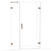 Maxaro Diamond Douchedeur | 125 cm Glanzend koper Helder glas Draaideur