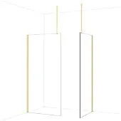 Maxaro Diamond Inloopdouche | 100x90 cm Glanzend lichtgoud Helder glas 2 vaste wanden