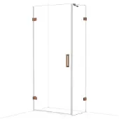 Maxaro Diamond Douchecabine | 90x50 cm Glanzend koper Helder glas Draaideur Rechthoek