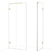 Maxaro Diamond Inloopdouche | 90x70 cm Glanzend lichtgoud Helder glas 2 vaste wanden