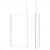 Maxaro Diamond Inloopdouche | 120x70 cm Glanzend lichtgoud Helder glas 2 vaste wanden