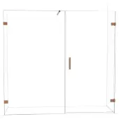 Maxaro Diamond Douchedeur | 215 cm Glanzend koper Helder glas Draaideur