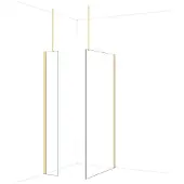 Maxaro Diamond Inloopdouche | 110x30 cm Glanzend lichtgoud Helder glas 2 vaste wanden