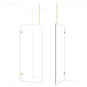 Maxaro Diamond Inloopdouche | 90x90 cm Glanzend lichtgoud Helder glas 2 vaste wanden