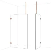 Maxaro Diamond Inloopdouche | 120x90 cm Glanzend koper Helder glas 2 vaste wanden
