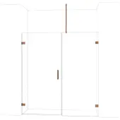 Maxaro Diamond Douchedeur | 185 cm Glanzend koper Helder glas Draaideur