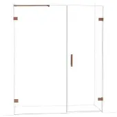 Maxaro Diamond Douchedeur | 165 cm Glanzend koper Helder glas Draaideur