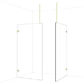 Maxaro Diamond Inloopdouche | 120x110 cm Glanzend lichtgoud Helder glas 2 vaste wanden