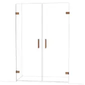 Maxaro Diamond Douchedeur | 135 cm Glanzend koper Helder glas Draaideur