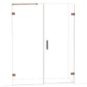 Maxaro Diamond Douchedeur | 155 cm Glanzend koper Helder glas Draaideur