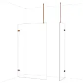 Maxaro Diamond Inloopdouche | 120x60 cm Glanzend koper Helder glas 2 vaste wanden