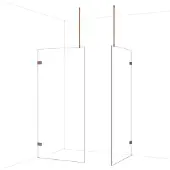 Maxaro Diamond Inloopdouche | 100x100 cm Glanzend koper Helder glas 2 vaste wanden