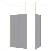 Maxaro Diamond Inloopdouche | 120x110 cm Glanzend lichtgoud Rookglas 2 vaste wanden