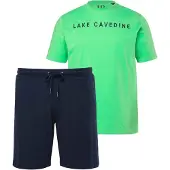 JP 1880 Regular Fit pyjama blauw/groen, Bedrukt