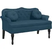 vidaXL Bankje met kussens 120,5x65x75 cm fluweel blauw
