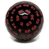 Foam Brain Games dobbelsteen 45mm D100 zwart rood - educatief speelgoed.