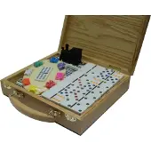 HOT Games Mexican Train Domino Dubbel 12 - Deluxe Houten Koffer