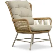 BUITEN living Dex wicker loungestoel tuin | wicker + aluminium | bamboe beige