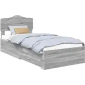vidaXL Bedframe met lade Grijs Sonoma 90 x 190 cm Bewerkt hout