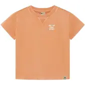Daily7 T-shirt met backprint bruin Jongens Katoen Ronde hals Backprint - maat 92