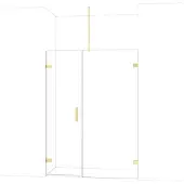 Maxaro Diamond Douchedeur | 145 cm Glanzend lichtgoud Helder glas Draaideur