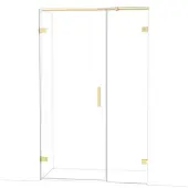 Maxaro Diamond Douchedeur | 125 cm Glanzend lichtgoud Helder glas Draaideur
