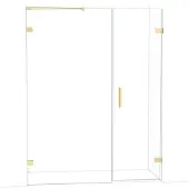 Maxaro Diamond Douchedeur | 155 cm Glanzend lichtgoud Helder glas Draaideur