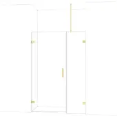 Maxaro Diamond Douchedeur | 135 cm Glanzend lichtgoud Helder glas Draaideur