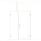 Maxaro Diamond Douchedeur | 145 cm Glanzend lichtgoud Helder glas Draaideur