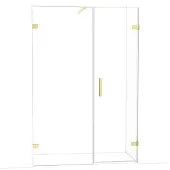 Maxaro Diamond Douchedeur | 135 cm Glanzend lichtgoud Helder glas Draaideur