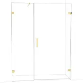 Maxaro Diamond Douchedeur | 155 cm Glanzend lichtgoud Helder glas Draaideur