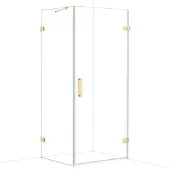 Maxaro Diamond Douchecabine | 90x80 cm Glanzend lichtgoud Helder glas Draaideur Rechthoek