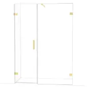 Maxaro Diamond Douchedeur | 145 cm Glanzend lichtgoud Helder glas Draaideur