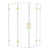 Maxaro Diamond Douchecabine | 120x100 cm Glanzend lichtgoud Helder glas Draaideur Rechthoek