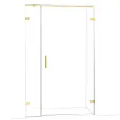 Maxaro Diamond Douchedeur | 125 cm Glanzend lichtgoud Helder glas Draaideur