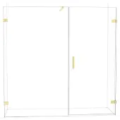 Maxaro Diamond Douchedeur | 205 cm Glanzend lichtgoud Helder glas Draaideur