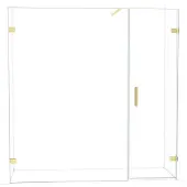 Maxaro Diamond Douchedeur | 195 cm Glanzend lichtgoud Helder glas Draaideur