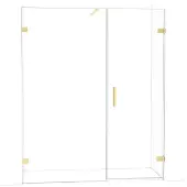 Maxaro Diamond Douchedeur | 165 cm Glanzend lichtgoud Helder glas Draaideur