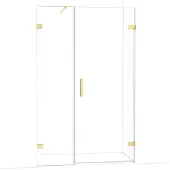 Maxaro Diamond Douchedeur | 125 cm Glanzend lichtgoud Helder glas Draaideur