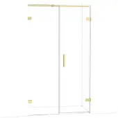 Maxaro Diamond Douchedeur | 115 cm Glanzend lichtgoud Helder glas Draaideur