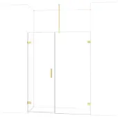 Maxaro Diamond Douchedeur | 155 cm Glanzend lichtgoud Helder glas Draaideur