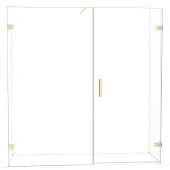 Maxaro Diamond Douchedeur | 195 cm Glanzend lichtgoud Helder glas Draaideur